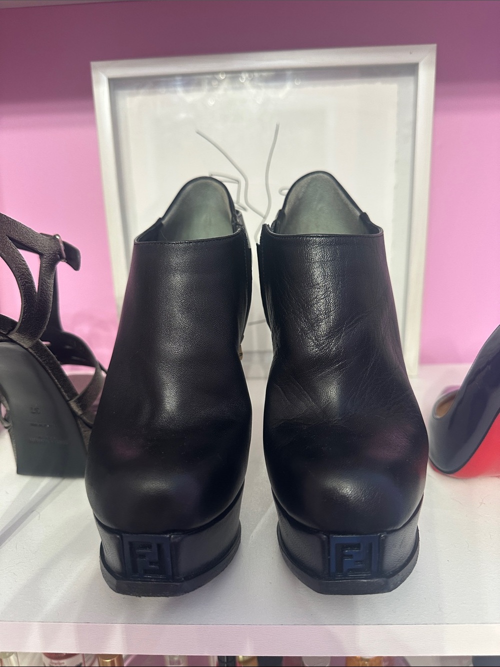 Fendi Leather Platform Ankle Shoes